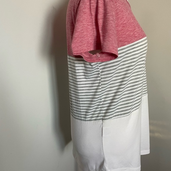Yunjey Women Short Sleeve Shirt, Medium, multicolors: white, gray & pink - Picture 2 of 10